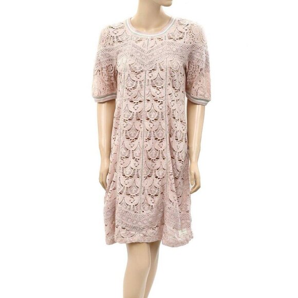 Odd Molly Anthropologie Floral Embroidered Crochet Lace Mini Dress S-1